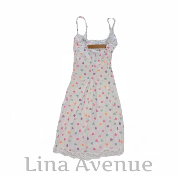 NWT Skims Fits Everybody Lace Mini Slip Dress Marble Candy Heart Print Size XS - Picture 6 of 12